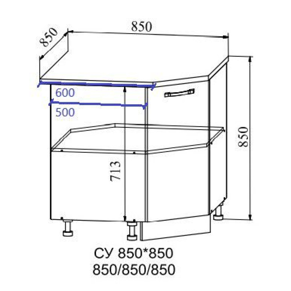 Угловая тумба кухни размеры