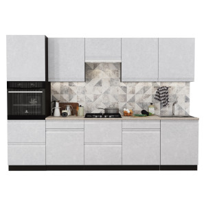 Модульная кухня Бруклин 3,0 м бетон белый