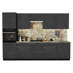 Модульная кухня Бруклин 3,0 м бетон черный