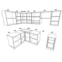 Кухня угловая "Вега" (МДФ) (лдсп белый -мдф дымный древесный-мдф графит древесный)