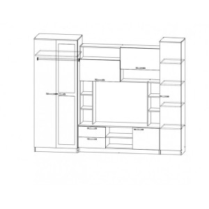Шкаф для гостиной "Флора-1" (2,7 м.) (венге тёмный-сосна выбеленная)