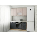 Кухня с фасадами МДФ "Марина 1,6 м" Пудра супермат-Графит (дуб бунратти)