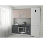 Кухня с фасадами МДФ "Марина 1,6 м" Пудра супермат-Графит (лдсп белый текстурный)