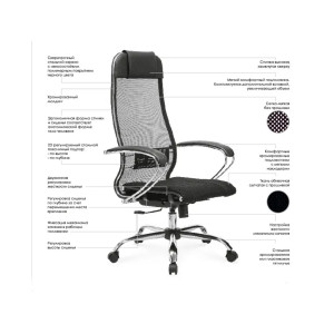 Кресло компьютерное «Комплект 3»  сетка тёмно серый, крестовина хром