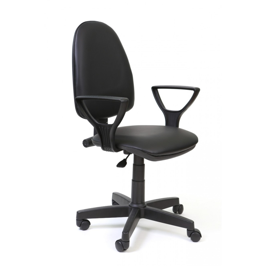 Кресло компьютерное  "Престиж Polo" кожзам Чёрный, пластик чёрный