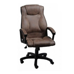 Кресло компьютерное "Фортуна 5" (51) кожзам "Атзек коричневый/Нубук коричневый",  пластик чёрный.