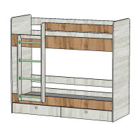 Кровать двухъярусная  ТЕНРИ-2 с ящиками левая (1800-700)