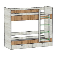 Кровать двухъярусная  ТЕНРИ-2 с ящиками правая (1800-700)