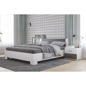 Кровать NOVA 1.6м.(1600 / Белый/Бетон)