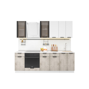 Модульная кухня Норд 2,4 м белый/софт даймонд-камень беж