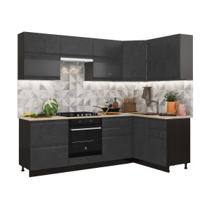 Модульная кухня Бруклин 2,4*1,4 м венге/бетон черный