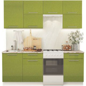 Кухонный гарнитур Олива 2м Металлик зеленый