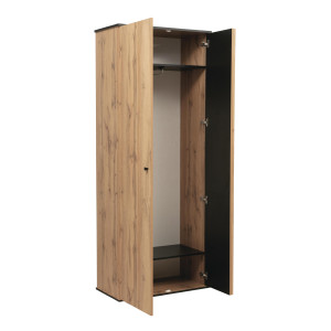 Шкаф для одежды 51.01 Либерти (опора h=20мм) (дуб вотан/черный/профиль Masa Decor дуб вотан)