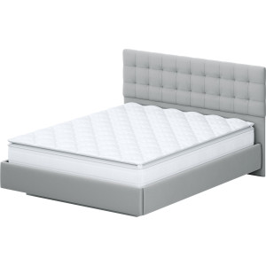 Кровать двойная №2 (универсальная 1.4х2.0) (Белый/Серый ткань/Квадро Серый ткань)