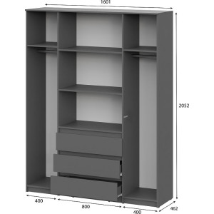 Модульная система "Денвер" Шкаф четырехстворчатый Графит серый